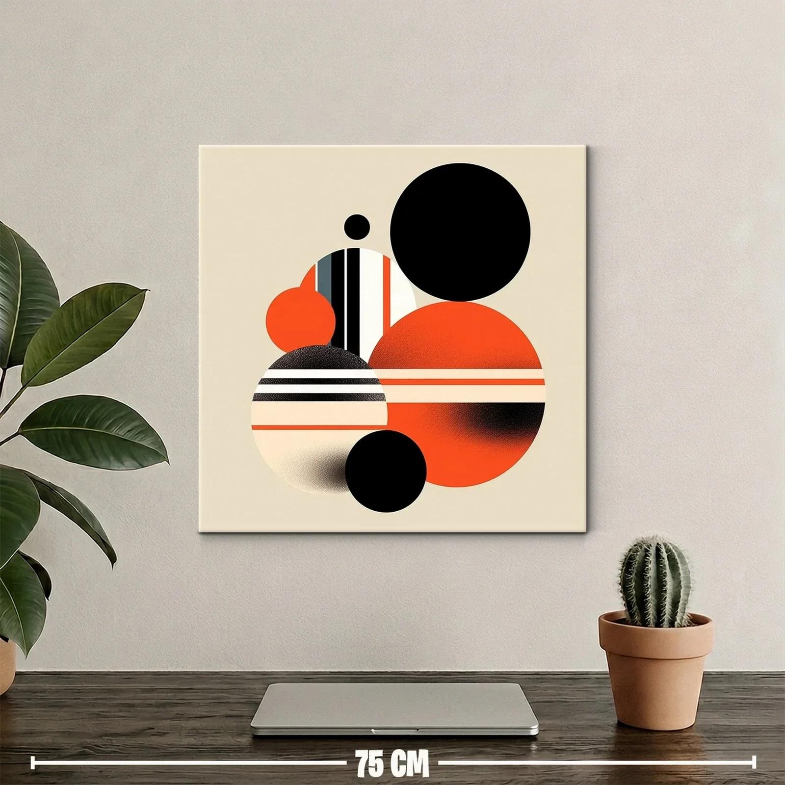 Composición geométrica con círculos en tonos negro y naranja — miniatura 2
