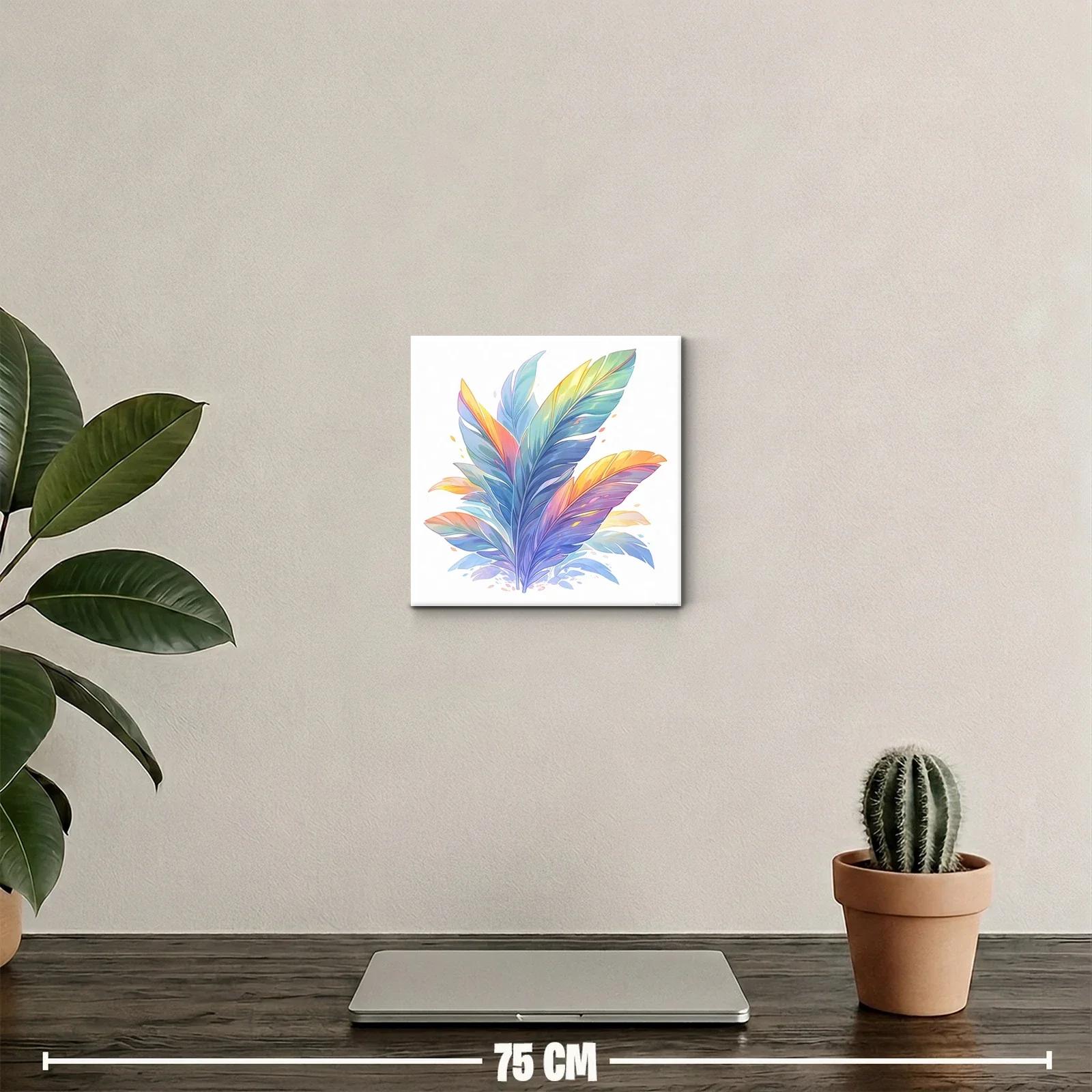 Cuadro decorativo con plumas coloridas y vibrantes — miniatura 2
