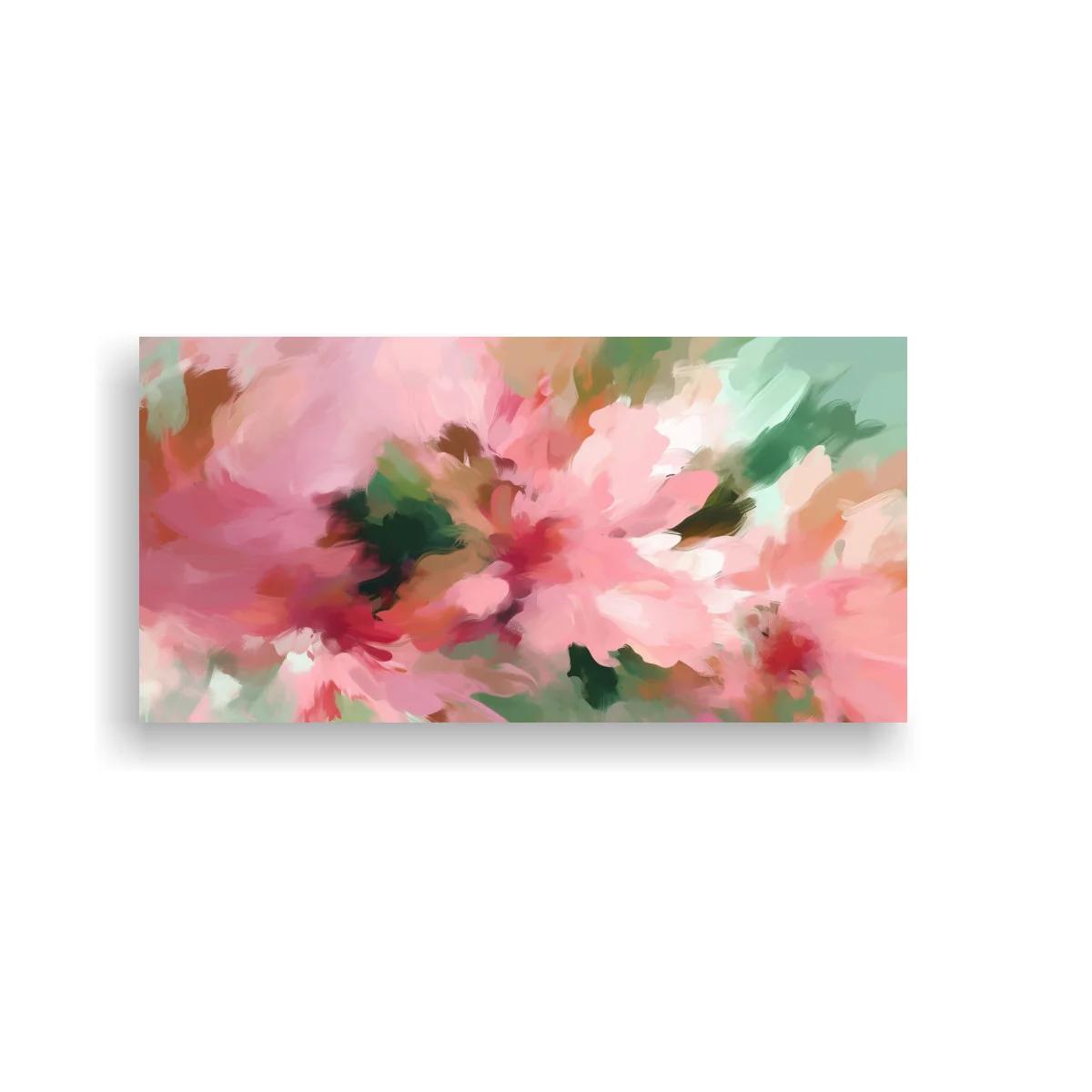 Cuadro flores rosadas difusas en horizontal
