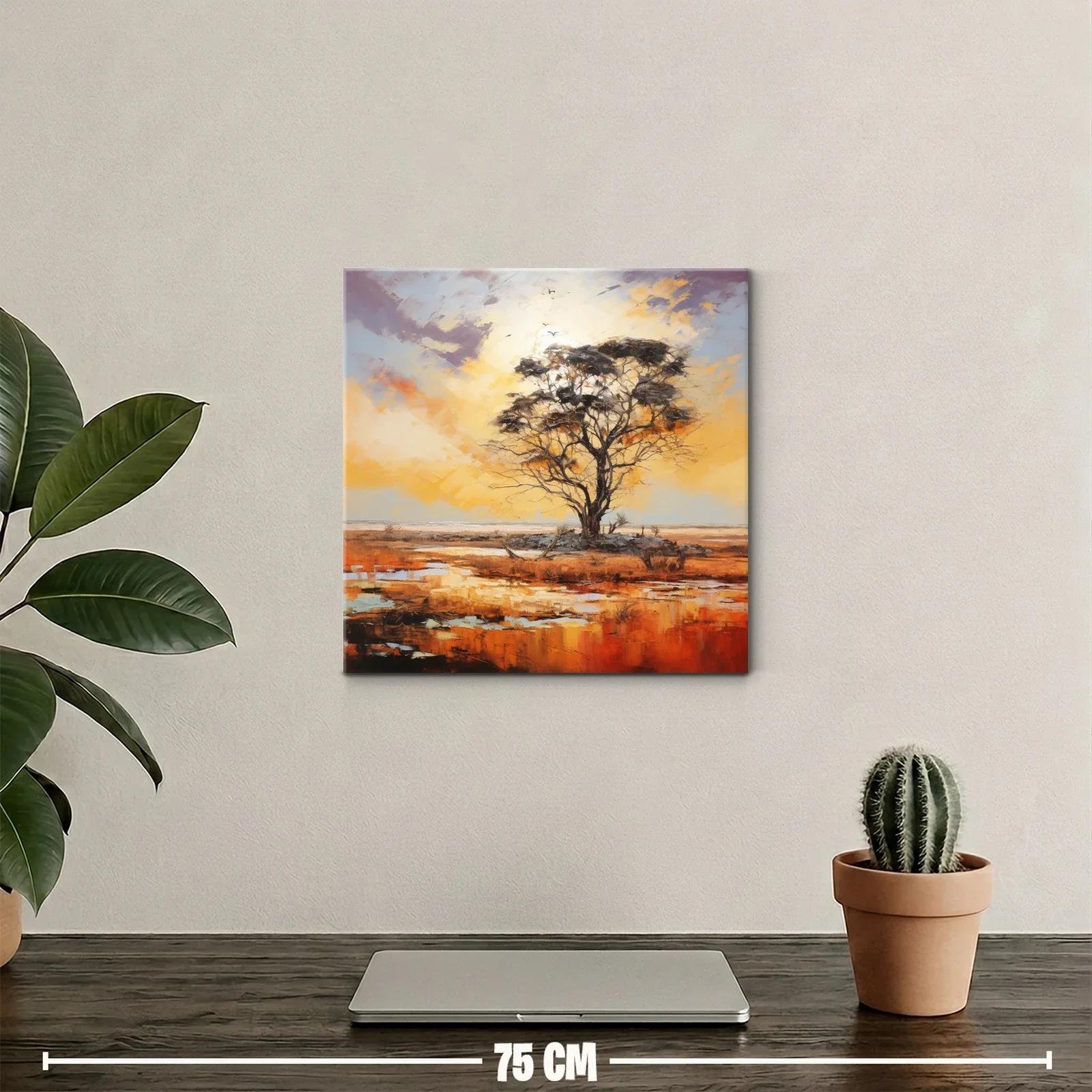 Solitaria silueta de árbol al atardecer en paisaje abierto — miniatura 2