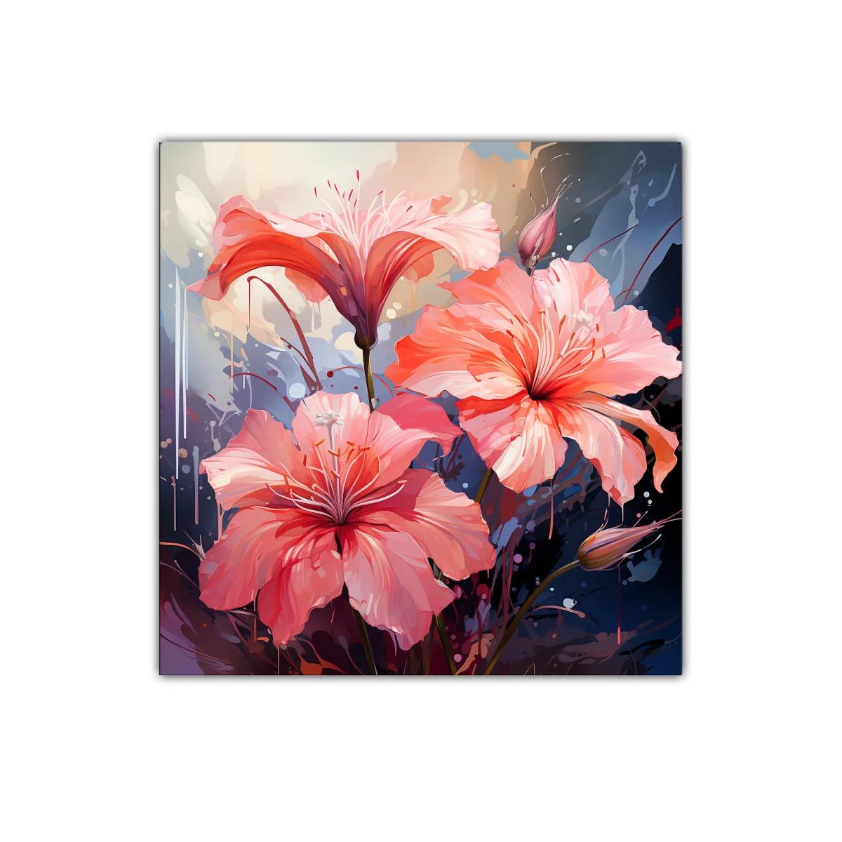 Cuadro decorativo flores rosas vibrantes y detalles artísticos — imagen principal