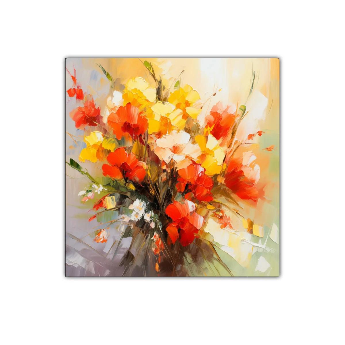 Cuadro decorativo con ramo vibrante de flores cálidas — imagen principal