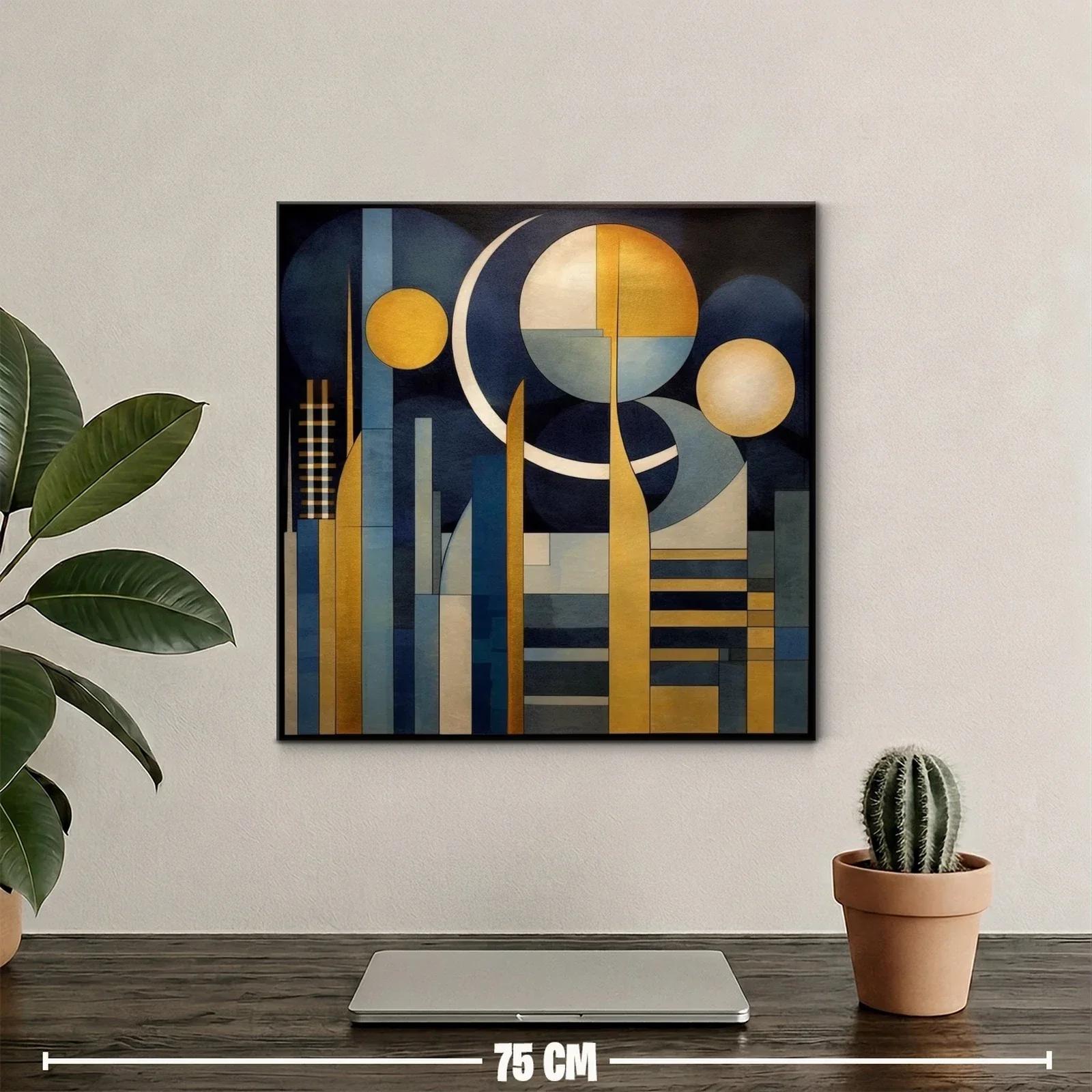 Composición geométrica con luces doradas y azul profundo — miniatura 2