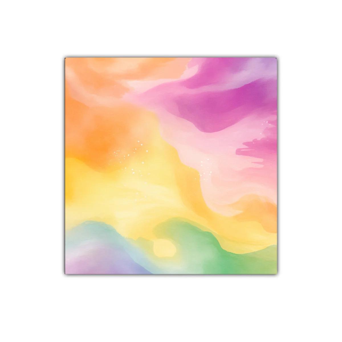 Cuadro abstracto con tonos pastel vibrantes y suaves