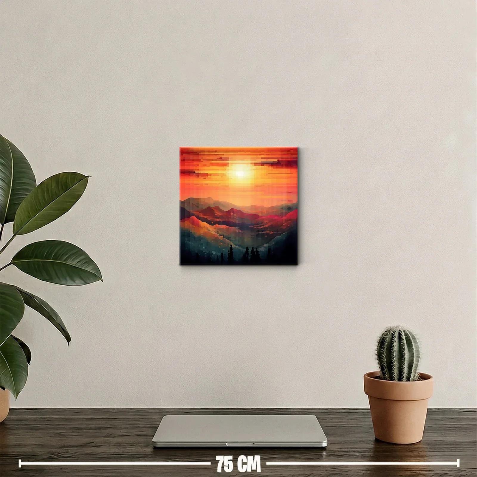 Paisaje de montaña con sol poniente en tonos cálidos — miniatura 2