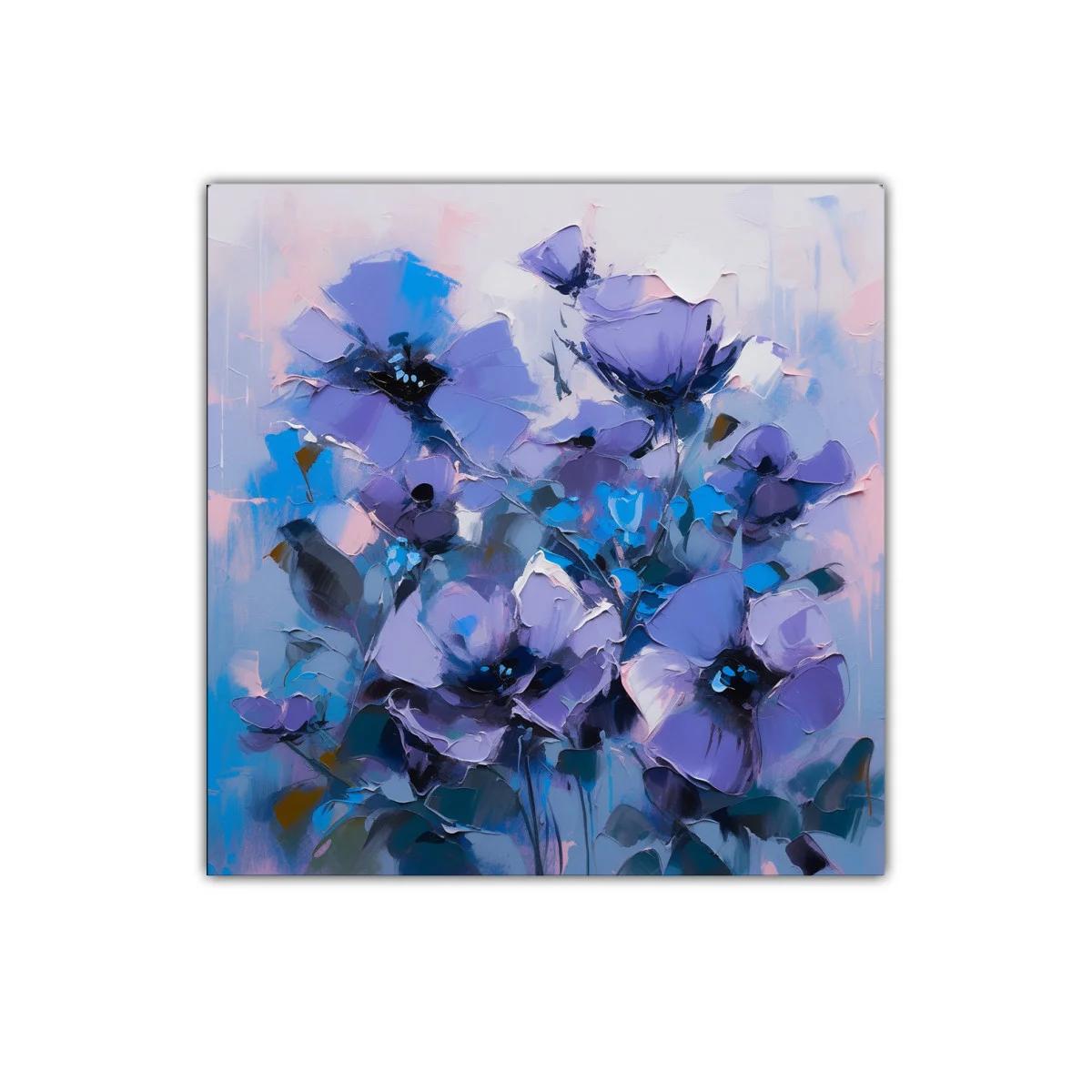 Cuadro decorativo con flores abstractas en tonos violetas y azules — imagen principal