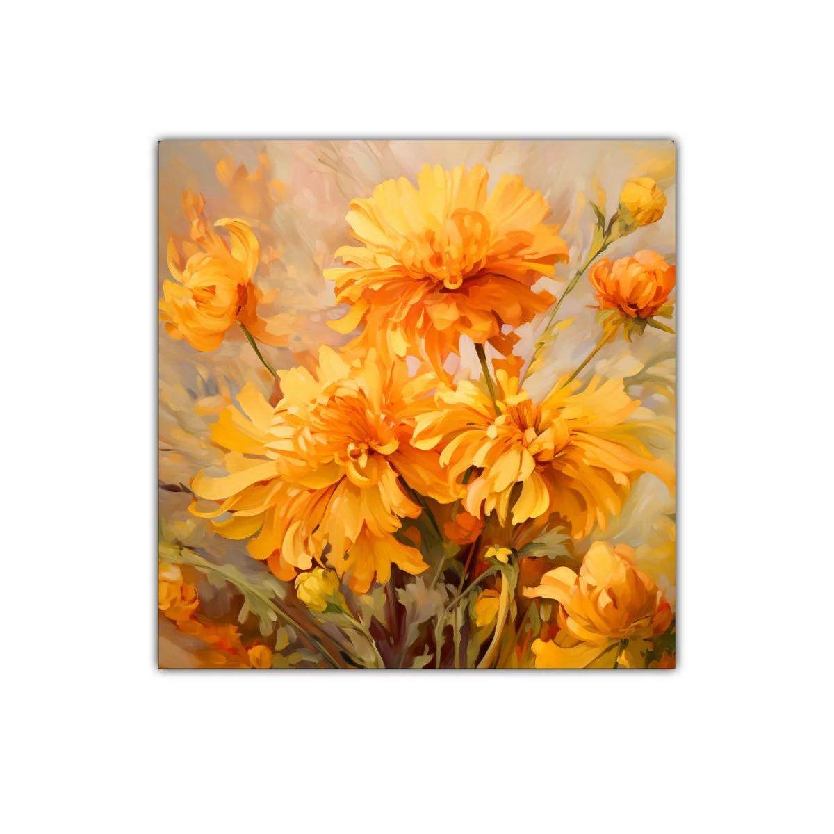 Cuadro decorativo con vibrantes flores amarillas y naranjas