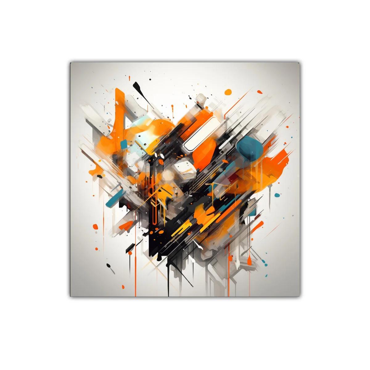 Cuadro abstracto con explosión de tonos cálidos y contrastes vibrantes — miniatura 1