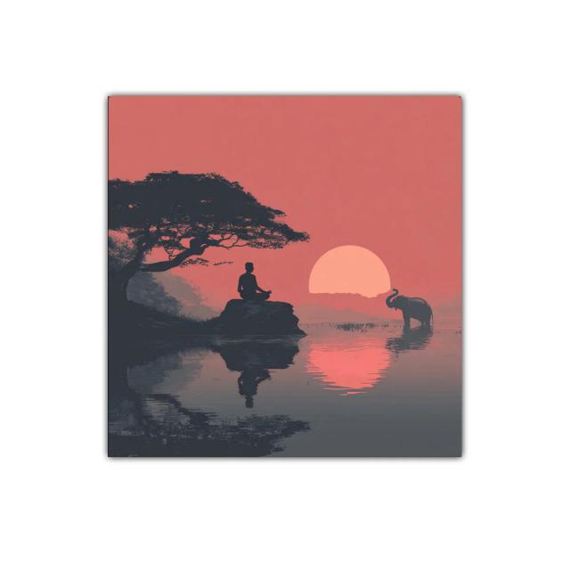 Meditación al atardecer en calma africana