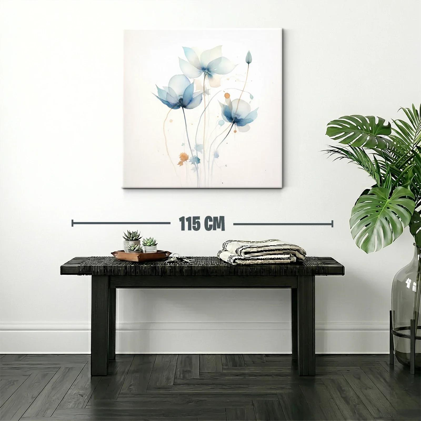 Cuadro floral con tonos suaves en azul y beige — miniatura 2
