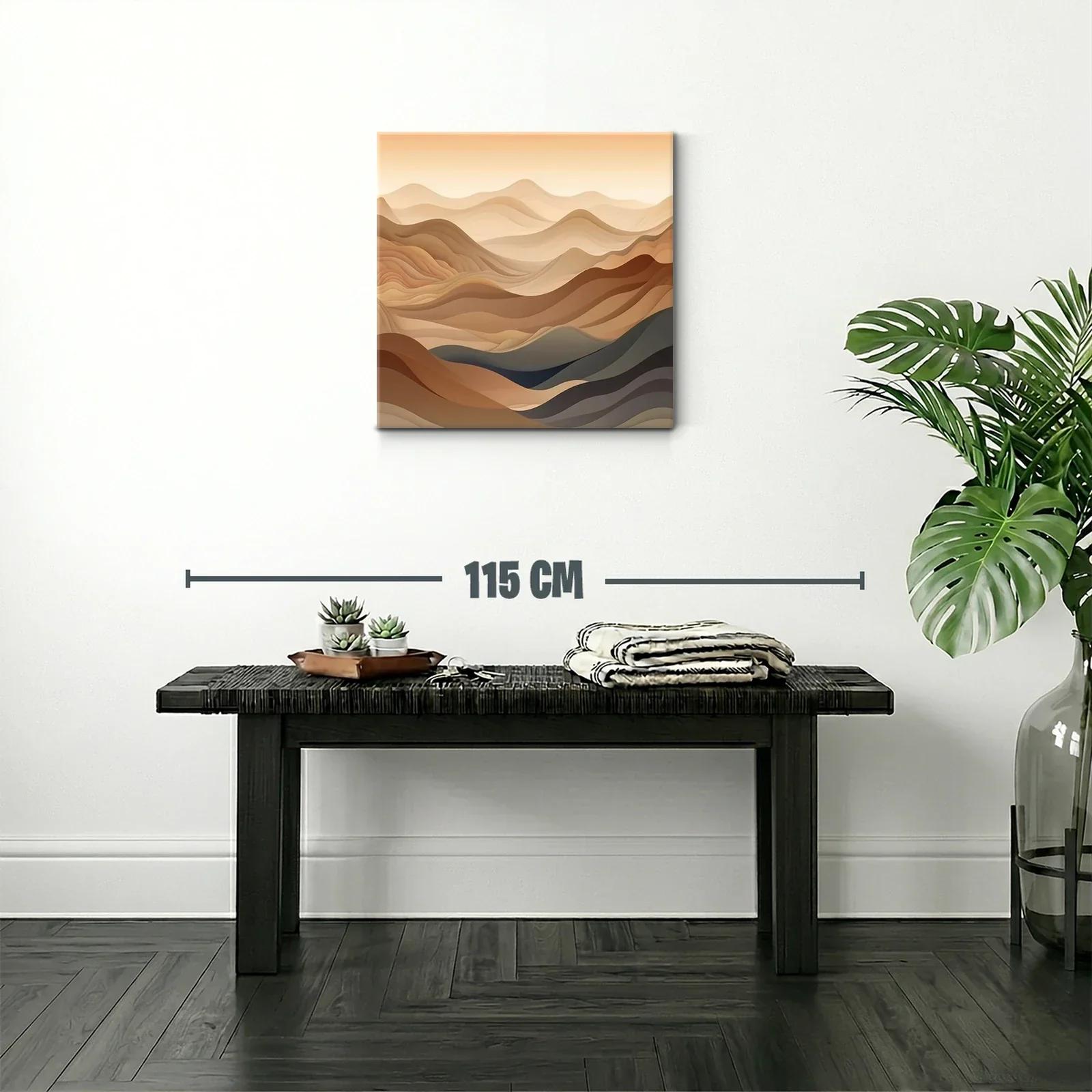 Paisaje abstracto en tonos tierra y líneas onduladas — miniatura 2