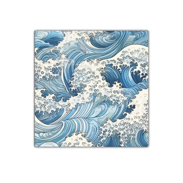 Mar en movimiento con olas estilizadas en azul y blanco