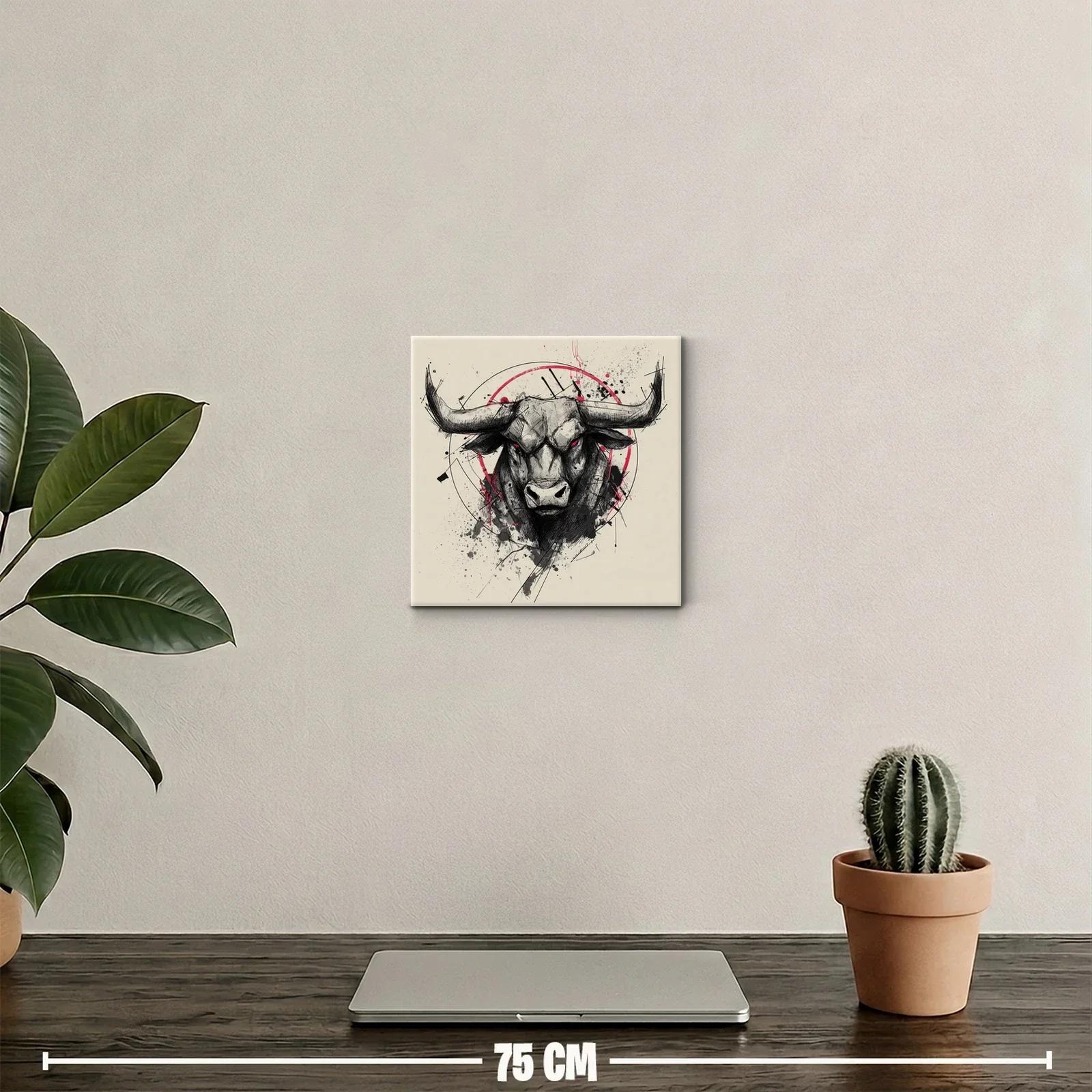 Impactante ilustración de toro con mirada penetrante roja — miniatura 2