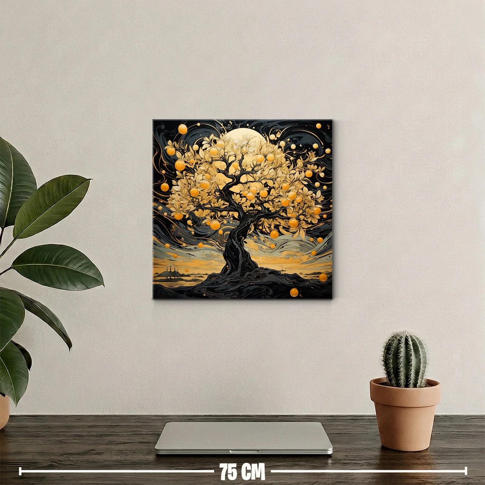 Árbol dorado brillante con frutos en paisaje onírico — miniatura 2