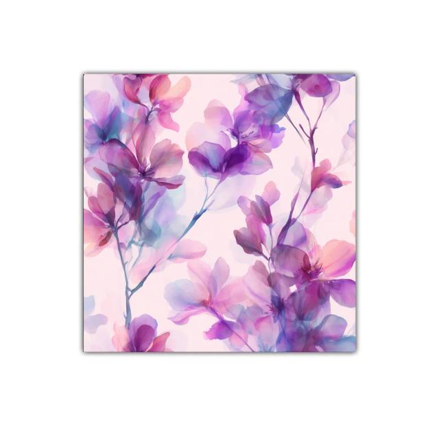 Cuadro floral en tonos violetas y rosas delicados