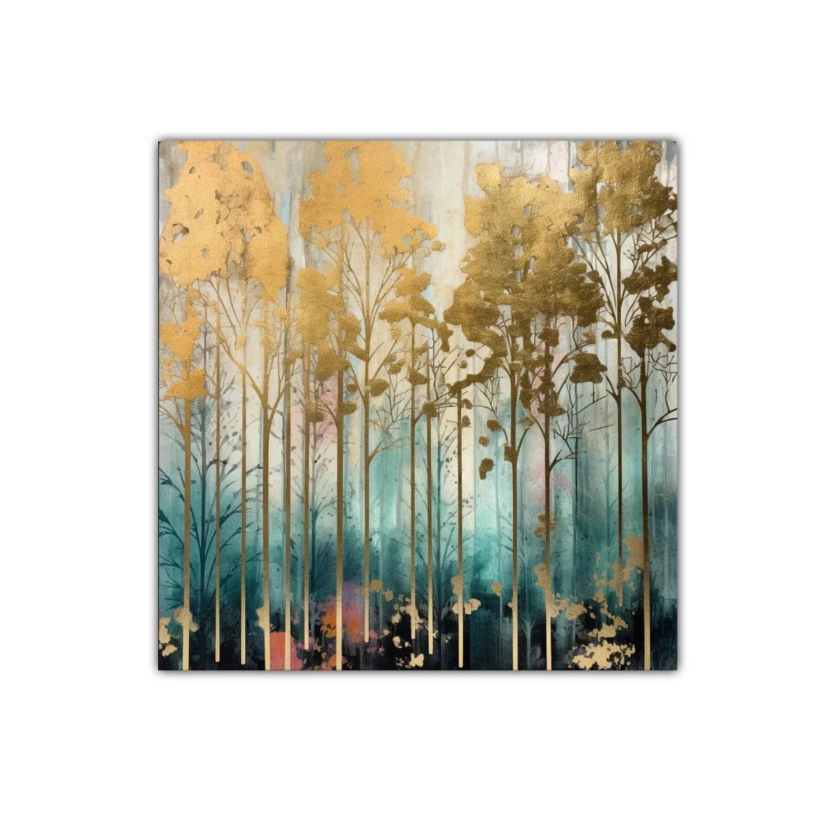 Bosque dorado entre tonalidades azul y rosa pastel — imagen principal