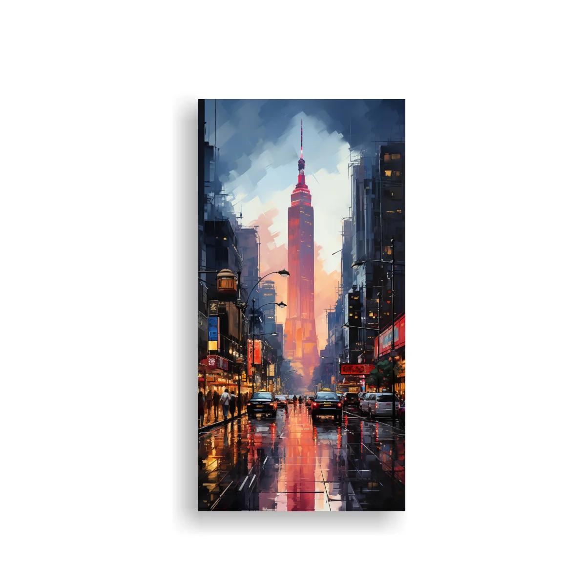 Cuadro Empire State Building bajo la lluvia