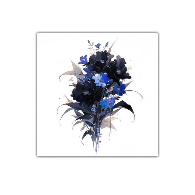 Ramo elegante de flores negras y azules para decoración