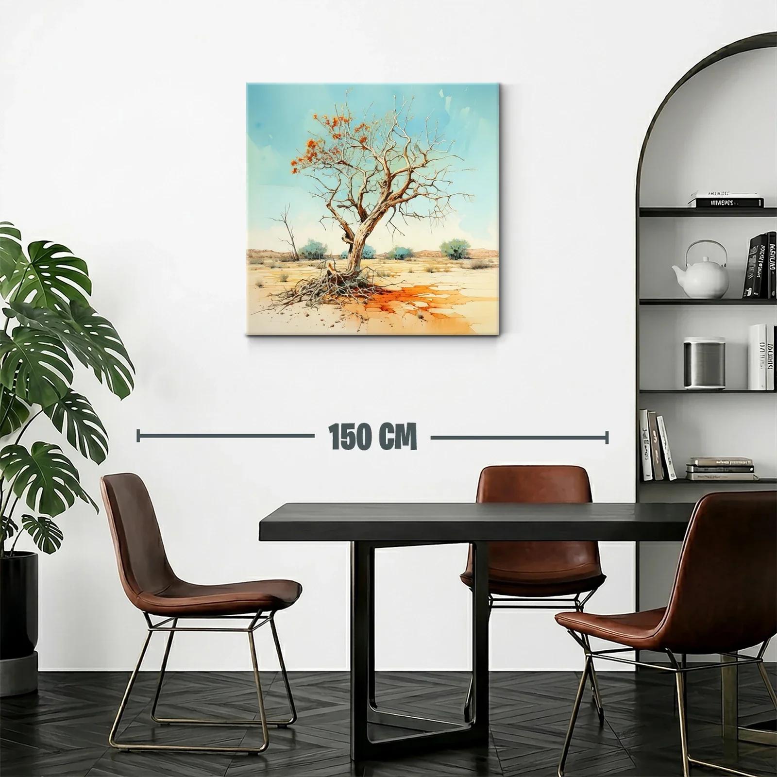 Árbol Seco con Flores Naranjas en Paisaje Árido — miniatura 2