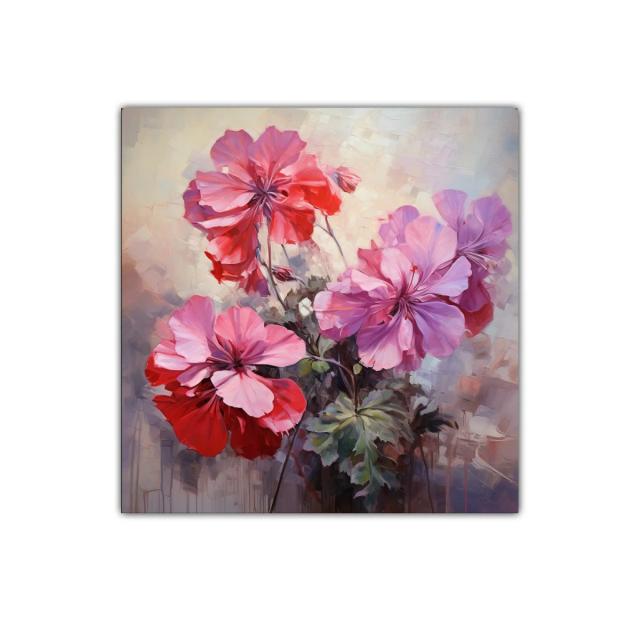 Cuadro decorativo con delicadas flores en tonos rojos y rosas