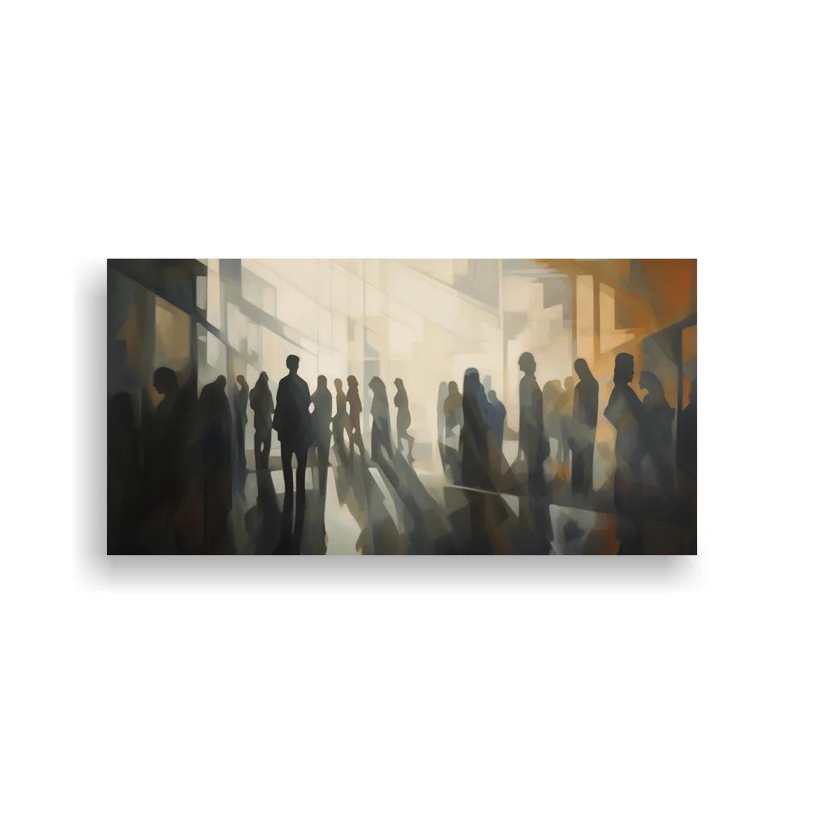 Cuadro siluetas de personas caminando con sombras largas — imagen principal