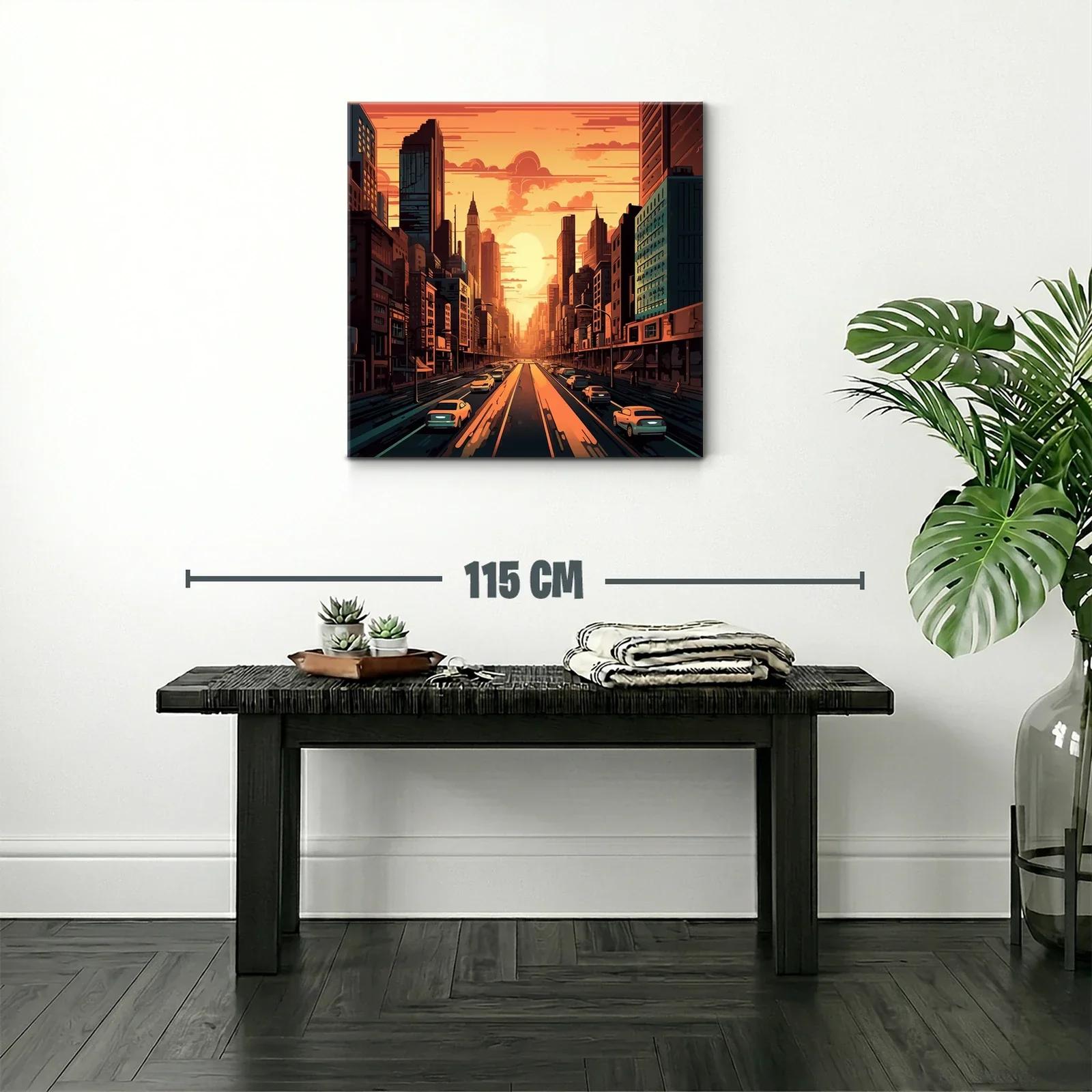 Atardecer urbano en ciudad con tráfico y rascacielos — miniatura 2