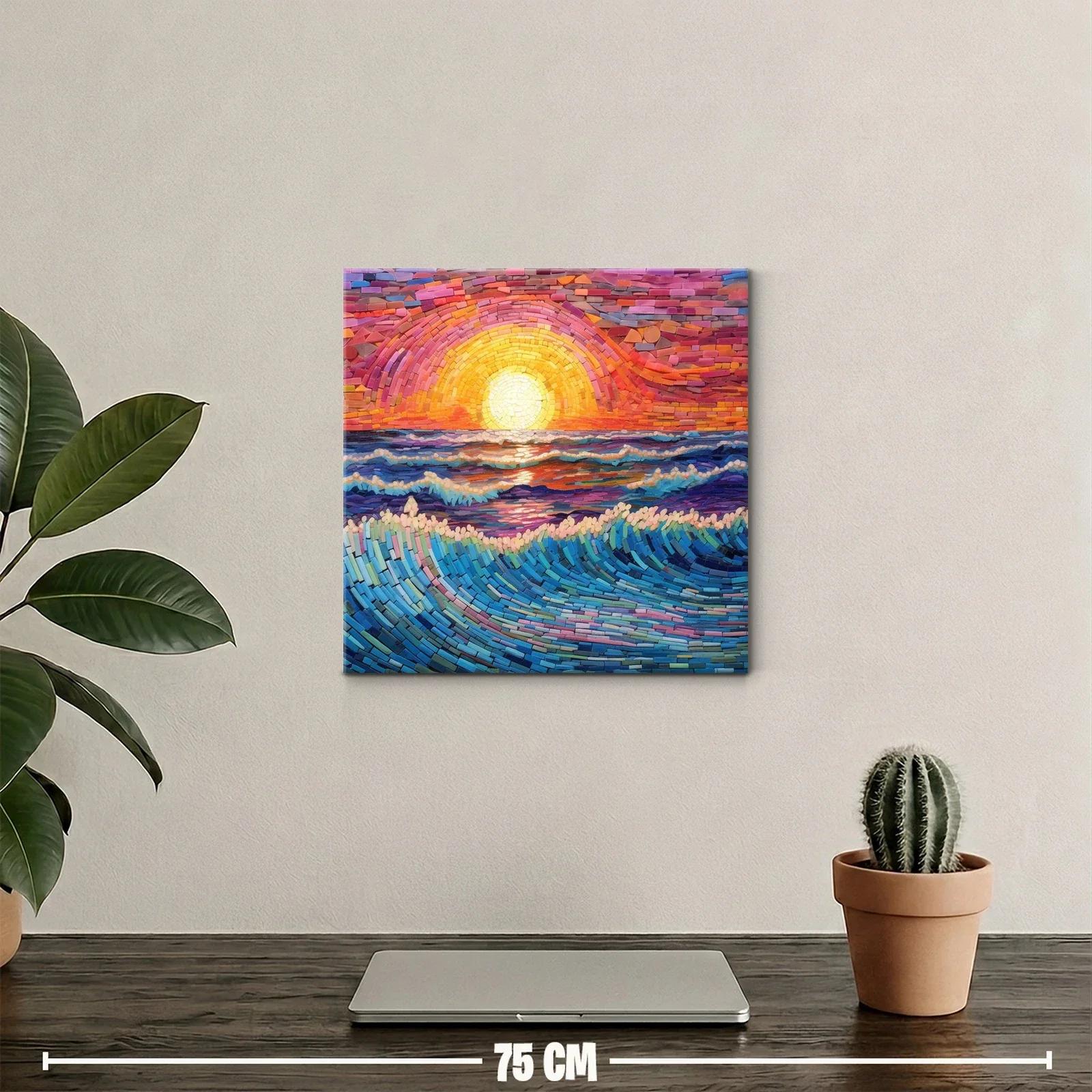 Mosaico de atardecer vibrante sobre el mar en calma — miniatura 2