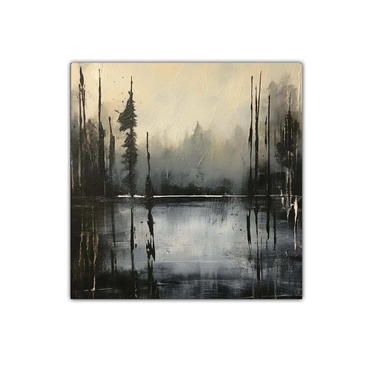 Paisaje abstracto en tonos grises y negros con reflejos — miniatura 1