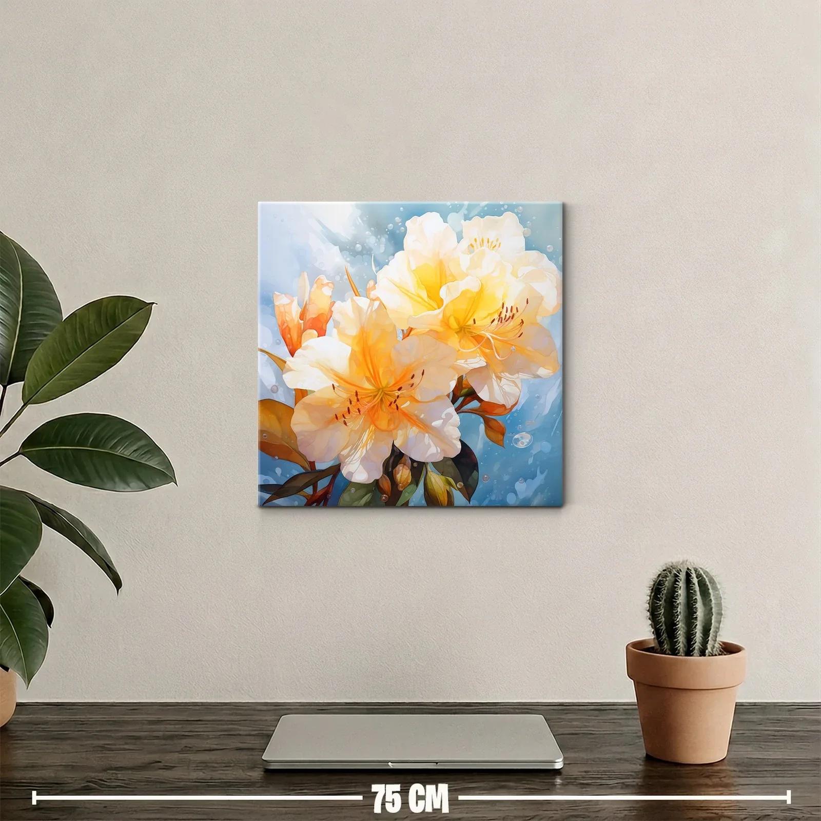 Cuadro floral con tonos cálidos y frescura acuática — miniatura 2