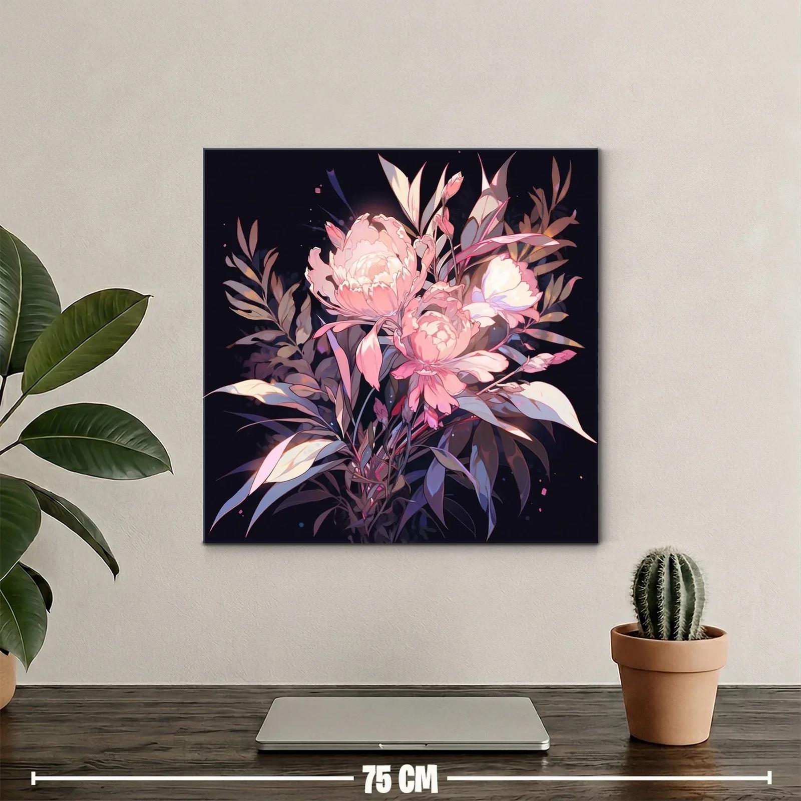 Ramo floral delicado en tonos rosa y lavanda sobre fondo oscuro — miniatura 2