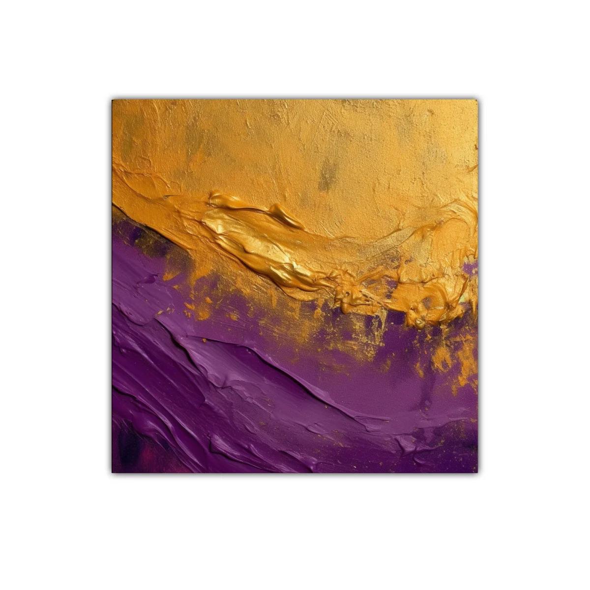 Cuadro abstracto con texturas doradas y moradas vibrantes — imagen principal