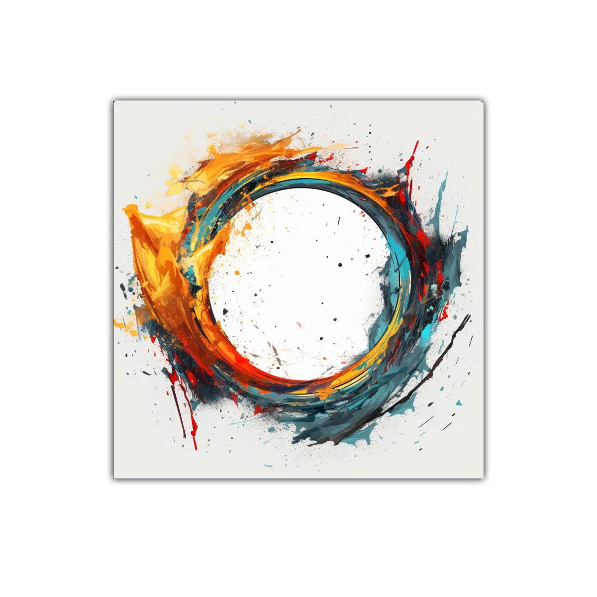 Cuadro abstracto con círculo dinámico en tonos vivos — miniatura 1