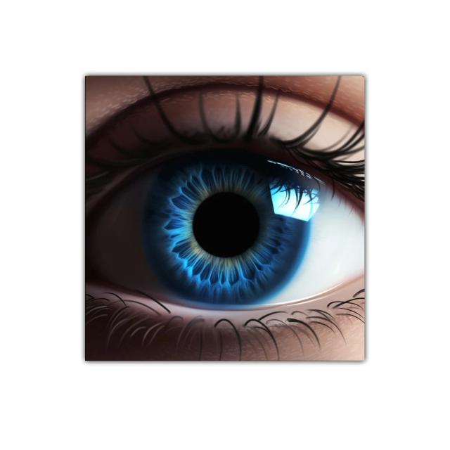 Cuadro decorativo con mirada azul hipnótica y detalle realista