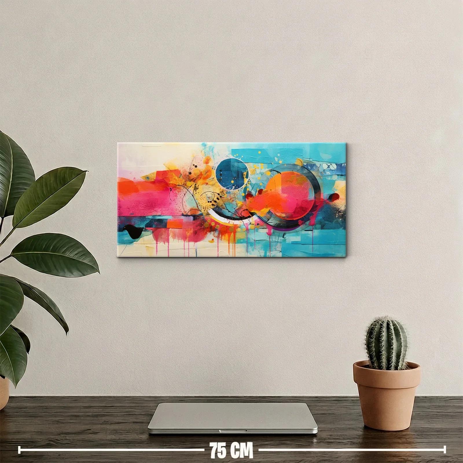 Cuadro composición abstracta con círculos y goteos de pintura — miniatura 2