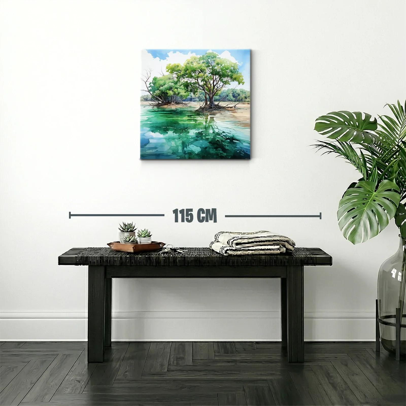 Paisaje natural con árboles reflejados en agua tranquila — miniatura 2