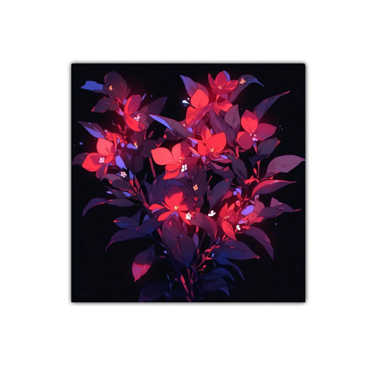 Ramo vibrante con flores rojas y hojas violetas intensas