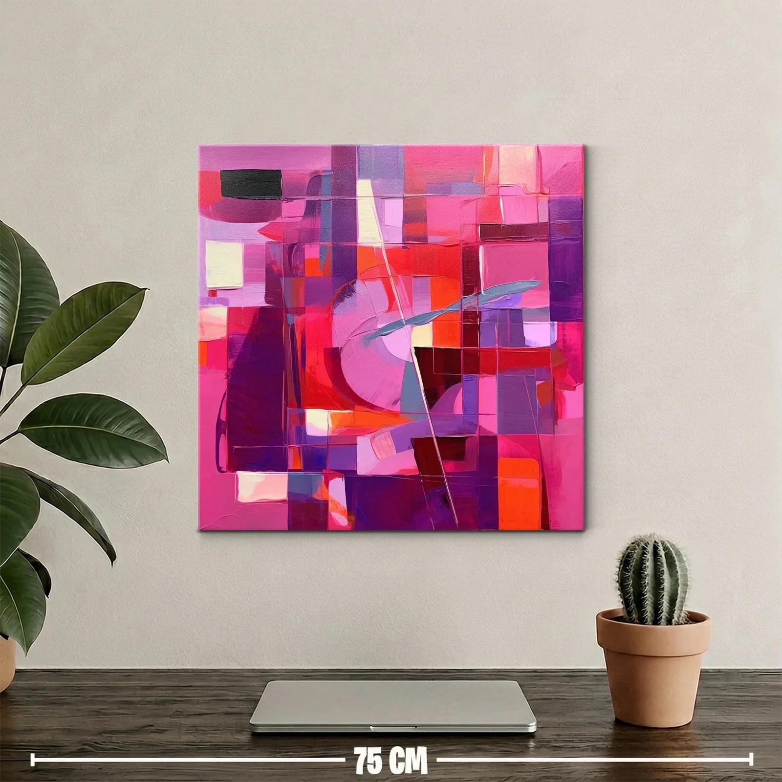 Cuadro Abstracto en Tonos Rosas y Rojos Vibrantes — miniatura 2