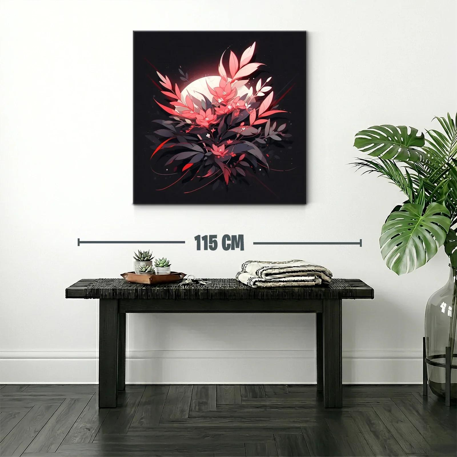 Cuadro floral luminoso con contraste en tonos rojos y negros — miniatura 2