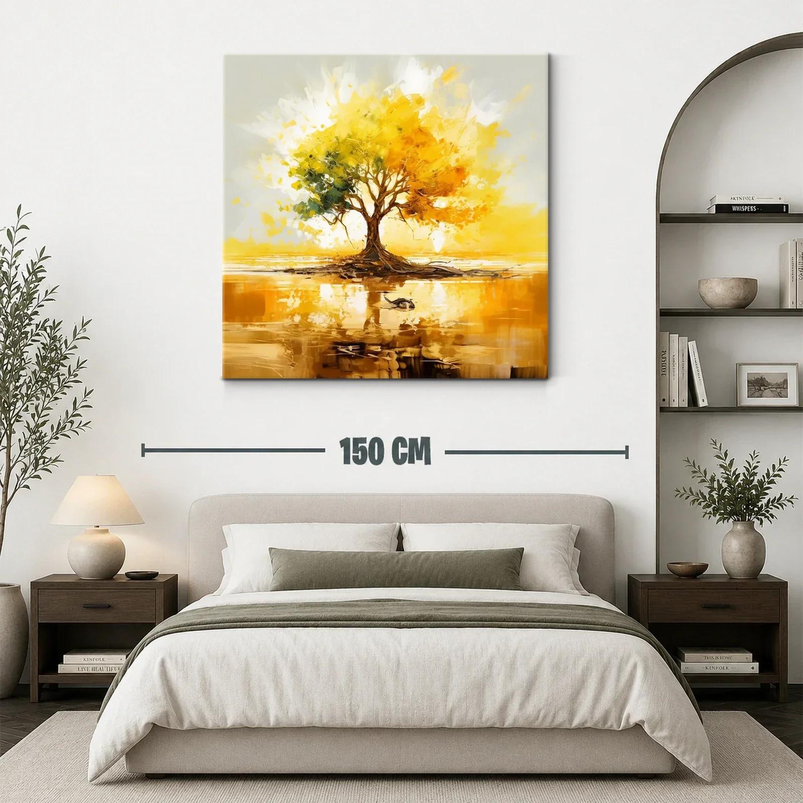 Árbol dorado con reflejo en lago sereno y vibrante — miniatura 3