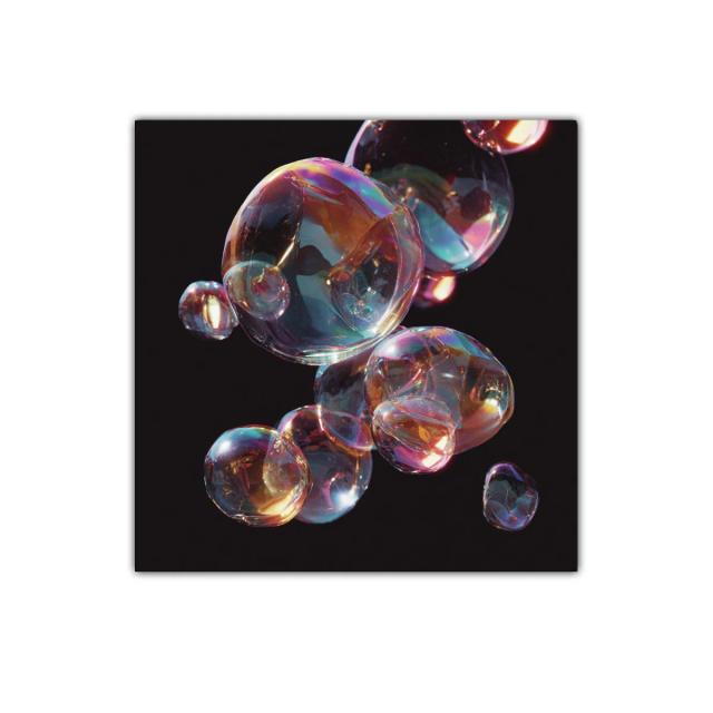 Cuadro burbujas translúcidas con reflejos iridiscentes
