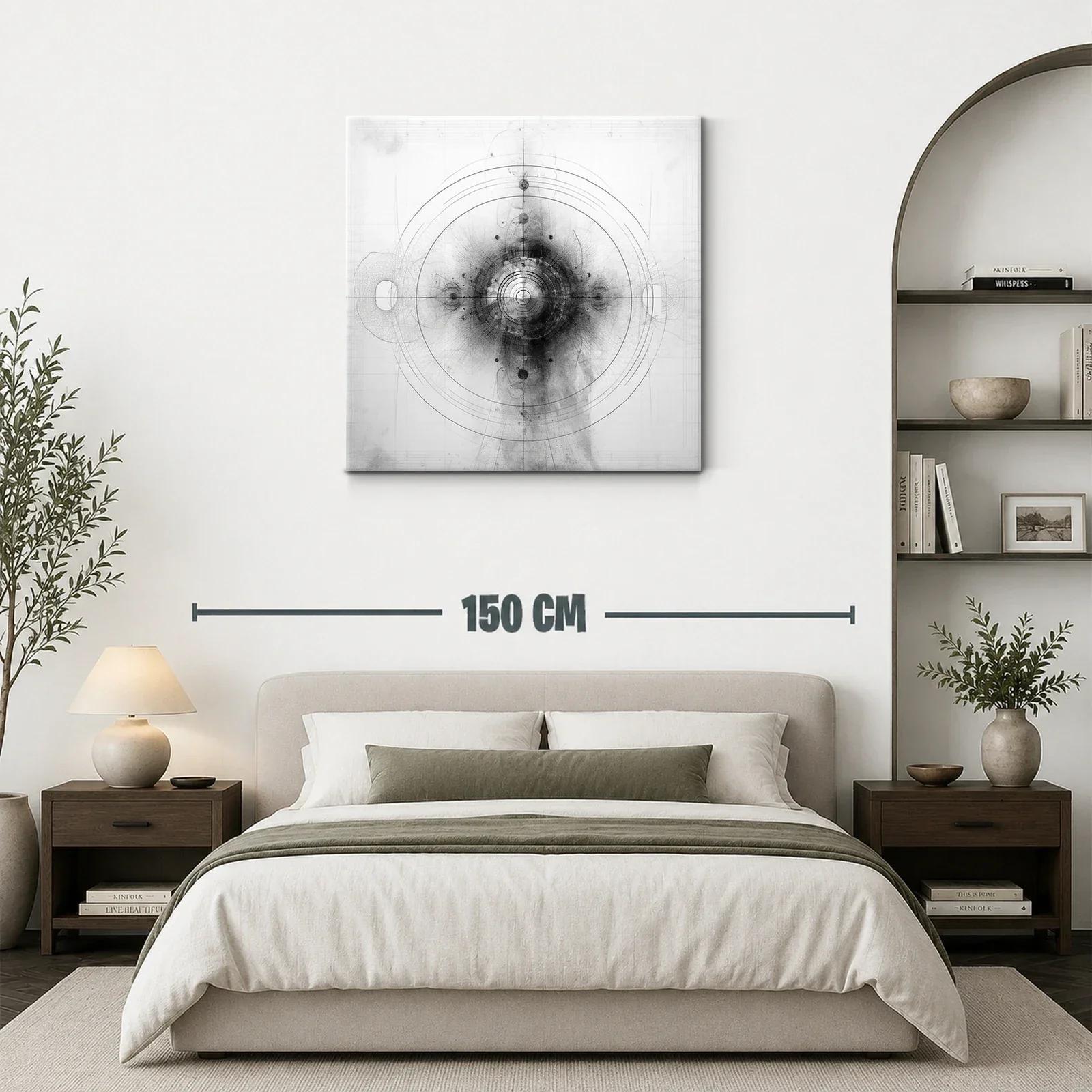 Composición abstracta en tonos grises con círculos concéntricos — miniatura 3
