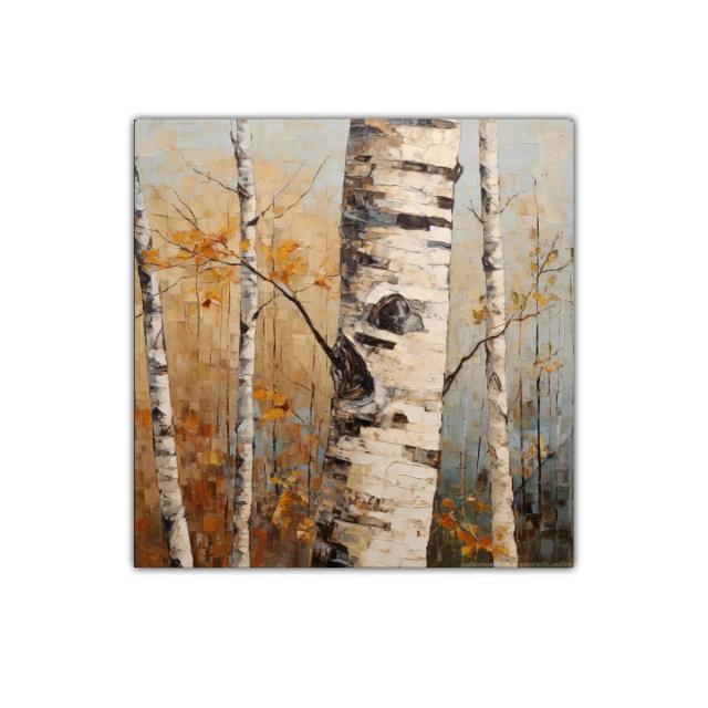 Bosque de abedules con hojas otoñales doradas