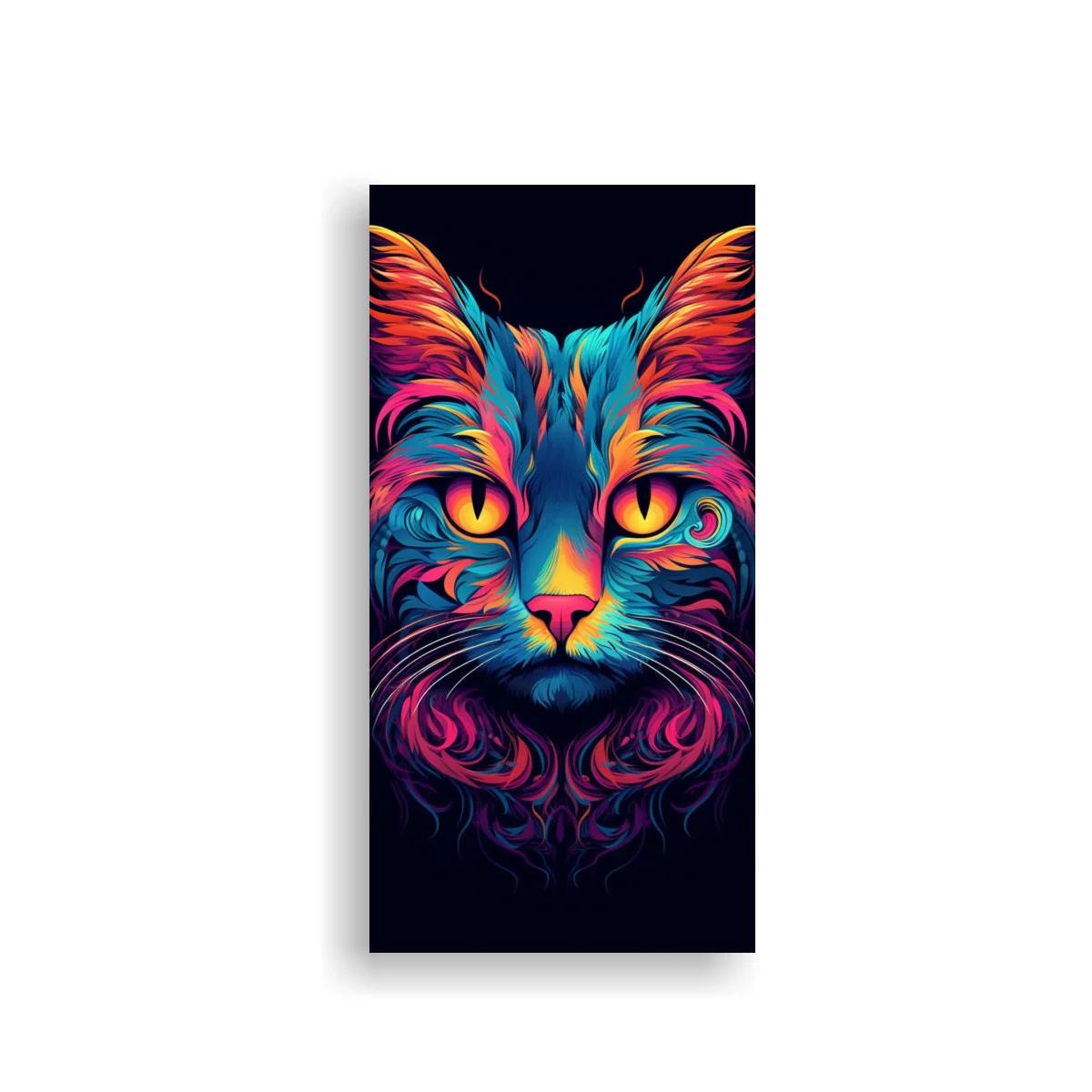Cuadro gato de colores intensos con pelaje en remolinos