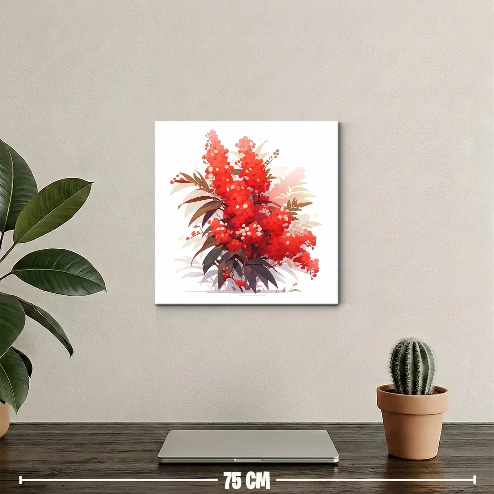 Ramillete de flores rojas vibrantes con hojas delicadas — miniatura 2
