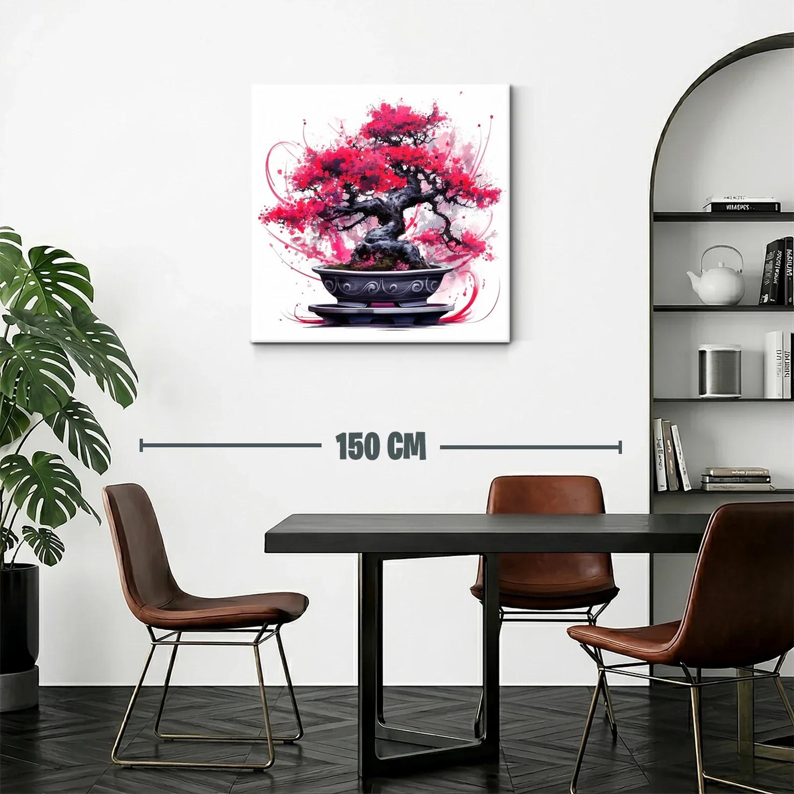 Bonsái con Flores Rojas en Estilo Artístico Vivo — miniatura 2