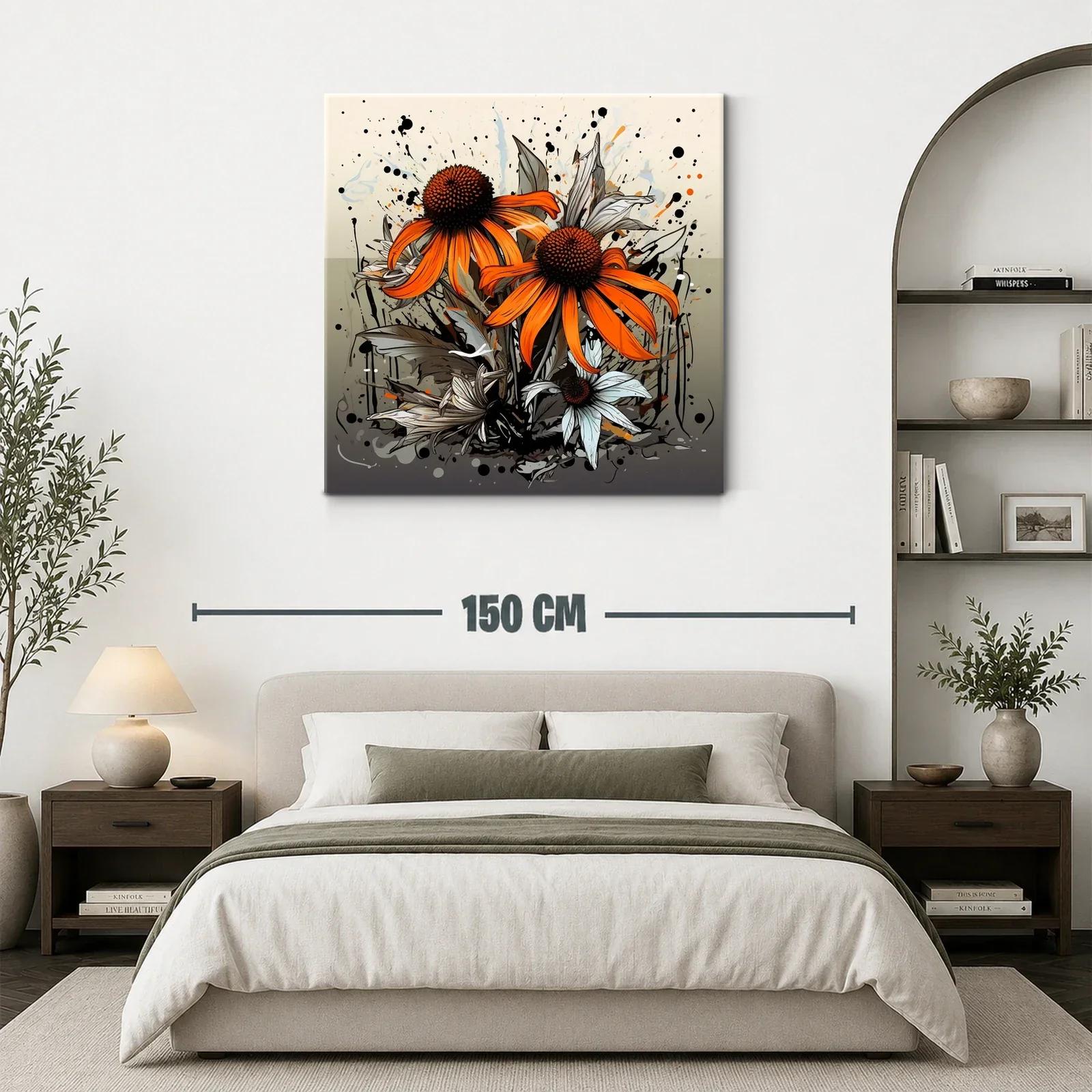 Flores vibrantes en tonos anaranjados y grises en composición artística — miniatura 3