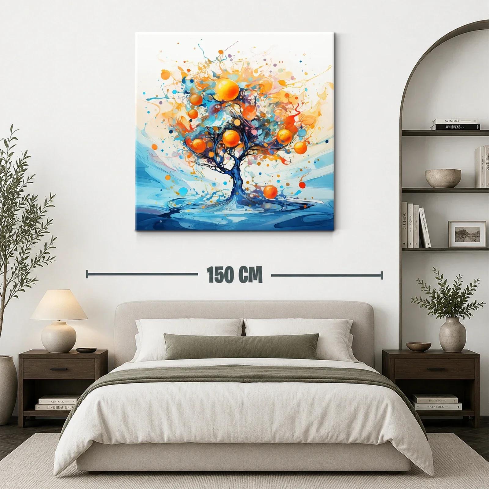 Árbol vibrante con frutos anaranjados sobre fondo azul — miniatura 3