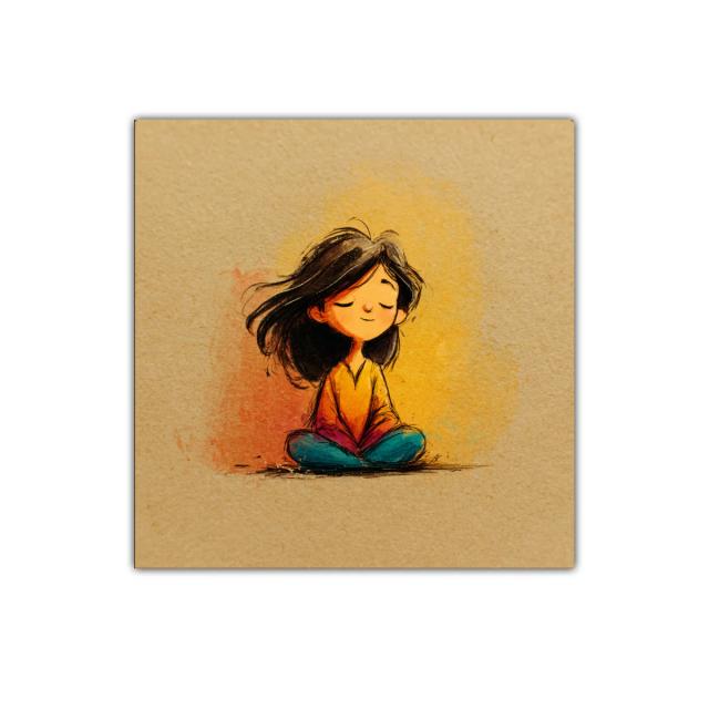 Ilustración de niña meditando con expresión serena