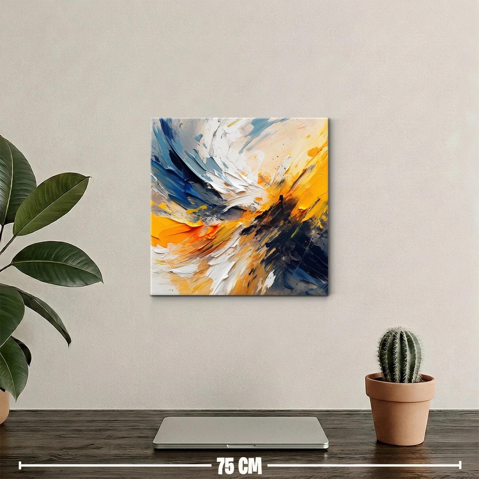 Cuadro abstracto con vibrantes tonos amarillos y azules — miniatura 2