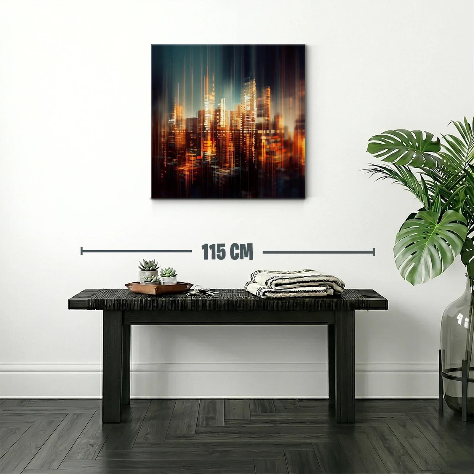 Ciudad luminosa abstracta con tonos cálidos y vibrantes — miniatura 2
